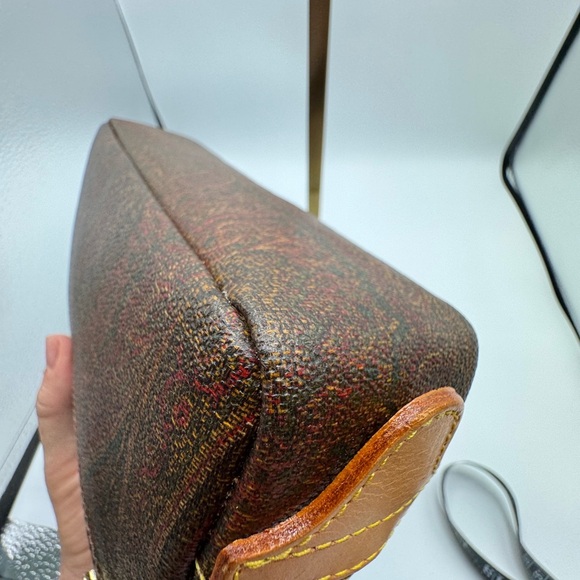 ETRO Milano Paisley Elegant Brown Leather Toiletry / Make Up Bag - Picture 11 of 15